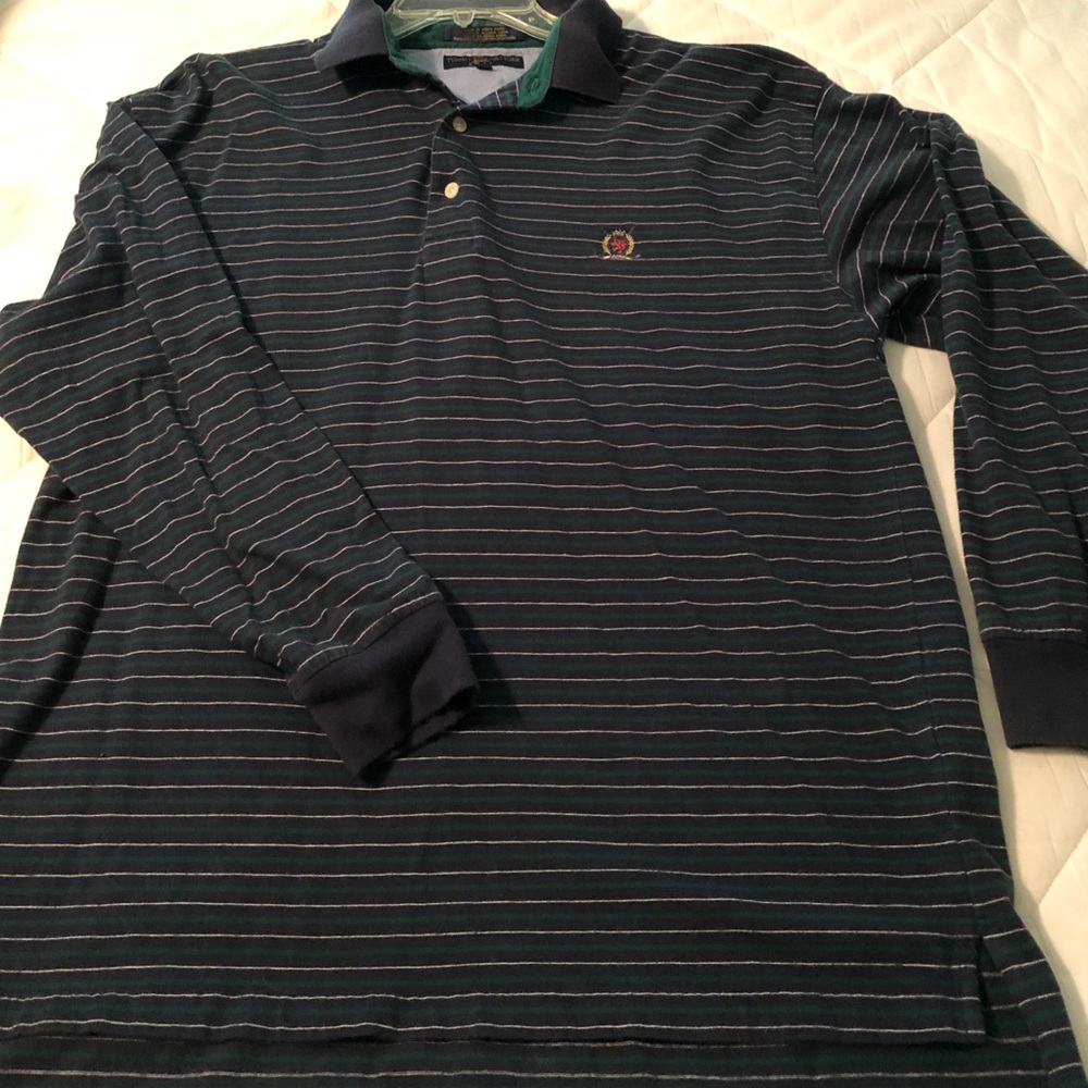 Large Golf Polo long sleeve green/ navy